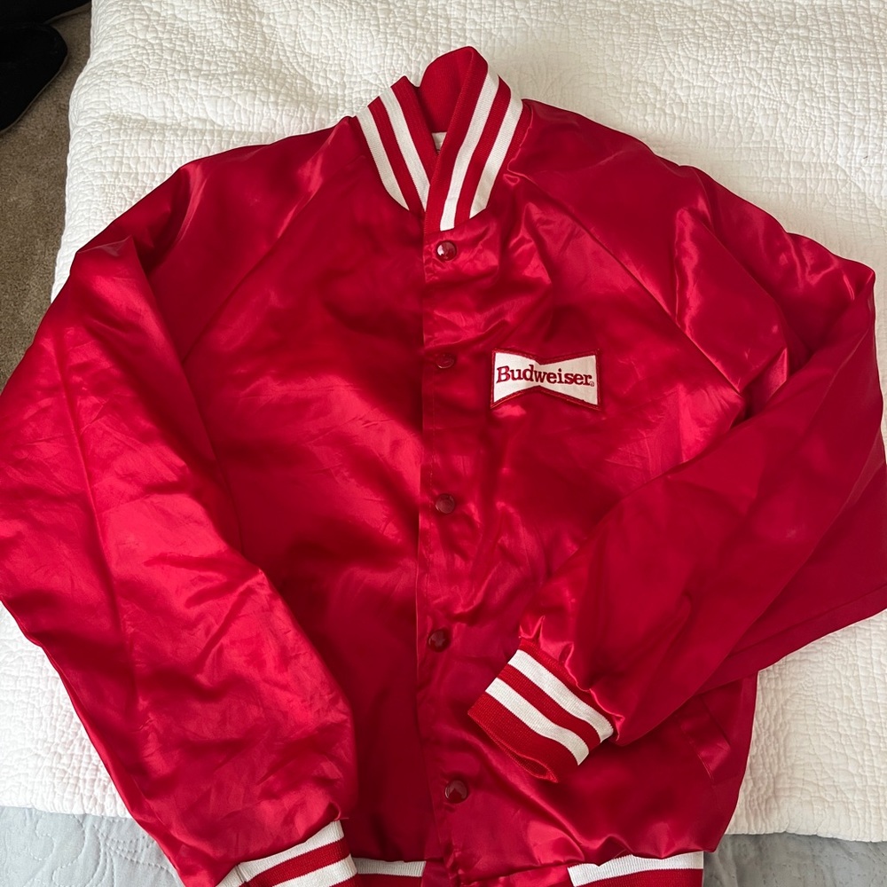 SOLD SHOP CLOSING 🧸 Budweiser Red Satin Jacket